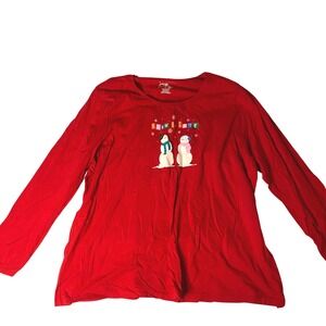 JMS Just‎ My Size Red Snow In Love Snowman Graphic Long Sleeve Tee Shirt 3X